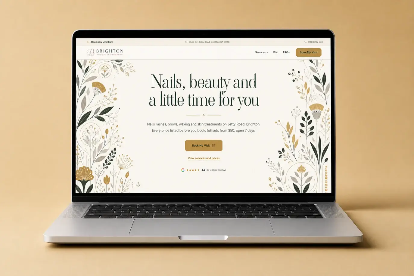 The website we built for Brighton Beauty Studio